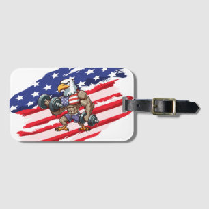 USA/patriotisches Gewichtheben Weißkopfseeadler Gepäckanhänger