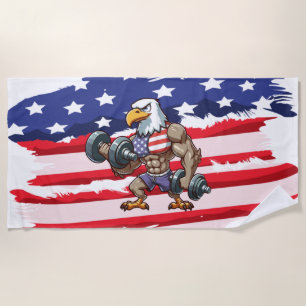 USA/patriotisches Gewichtheben Weißkopfseeadler Strandtuch