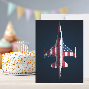 USA Patriotisches Jet-Kampfflugzeug Geburtstag Postkarte
