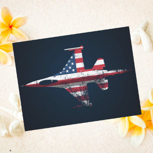 USA Patriotisches Kampfflugzeug Geburtstag Postkarte