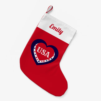 USA Patriotisches Rot Weiß Blau Herz Urlaub Kleiner Weihnachtsstrumpf