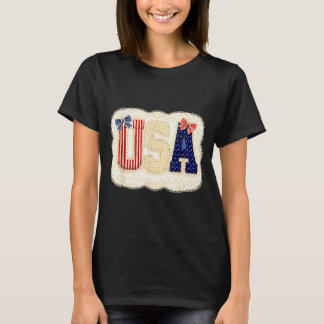 USA patriotisches vintage-spitzen-patchwork-sterne T-Shirt