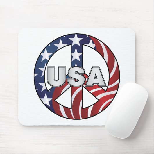 USA Peace Sign Mousepad (Mit Mouse)