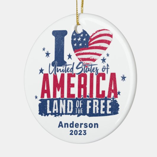 USA PERSONALISIERT I LIEBE KERAMIK ORNAMENT (Links)