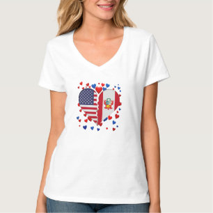 USA Peru geteilte Herzflagge peruanisch-amerikanis T-Shirt