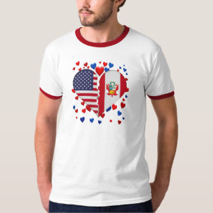 USA Peru geteilte Herzflagge peruanisch-amerikanis T-Shirt