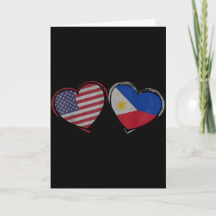 Usa Philippinen-Flagge Herz Valentinstag Filipino Karte
