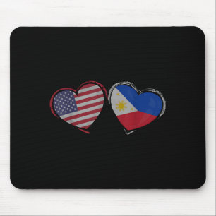 Usa Philippinen-Flagge Herz Valentinstag Filipino Mousepad