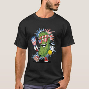 USA Pickleball Coole Gurke Mit Paddle Pickleball T-Shirt