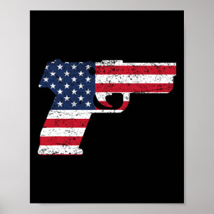 USA Pistol American Gun Flag 4. Juli Poster