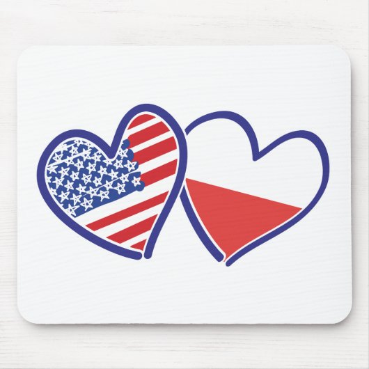 USA-POLEN-FLAG-HEARTS MOUSEPAD (Vorne)