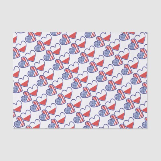 USA-POLEN-FLAG-HEARTS SEIDENPAPIER (Vorderseite)