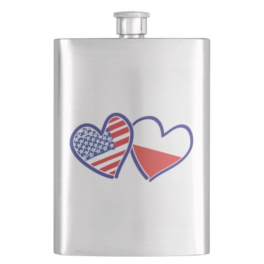 USA Polen Flaggenschwerpunkte Flachmann (Vorderseite)