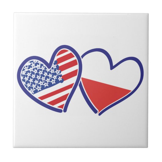 USA Polen Flaggenschwerpunkte Fliese (Vorderseite)