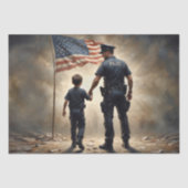 USA Police with Child-Decoupage- Seidenpapier (Vorderseite)