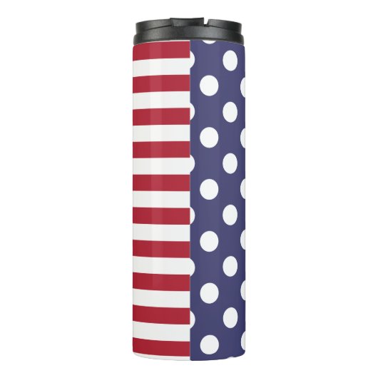 USA Polka Dots and Stripes: Monogramm Thermosbecher (Rückseite)