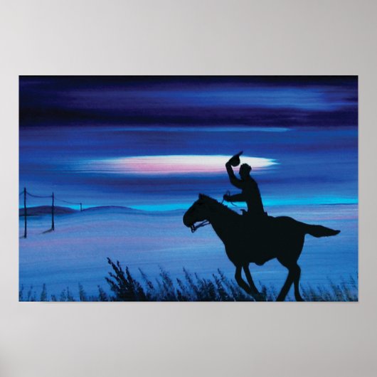 USA Pony Express 🐎 Cowboy Rider Painting Poster (Vorne)