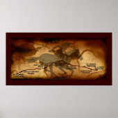 USA Pony Express Map Route Art Poster (Vorne)