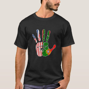 USA Portugal Handprint Flag Proud Portugese Amerik T-Shirt
