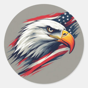 USA-Pride-Geschenk – Weißkopfseeadler mit amerikan Runder Aufkleber