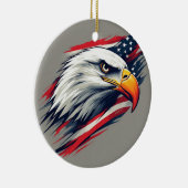 USA Pride Gift – Bald Eagle with American Flag Keramik Ornament (Rechts)