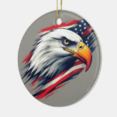 USA Pride Gift – Bald Eagle with American Flag Keramik Ornament (Links)