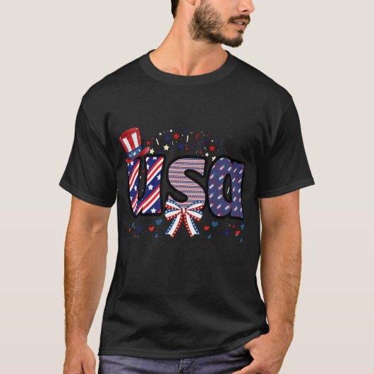 USA Pride Hat & Bow T-Shirt (Vorderseite)
