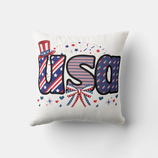 USA Pride Hat & Bow T-Shirt Kissen (Rückseite)