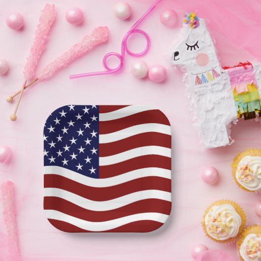 USA Prix 7" Square Paper Teller - Flag Mark Design (Party)