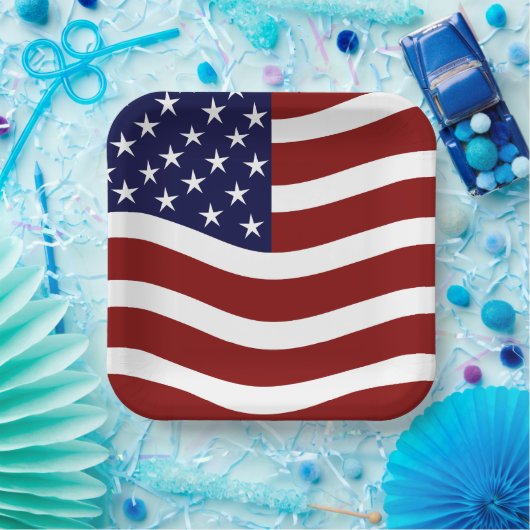 USA Prix 9" Square Paper Teller - Flag Mark Design (Party)