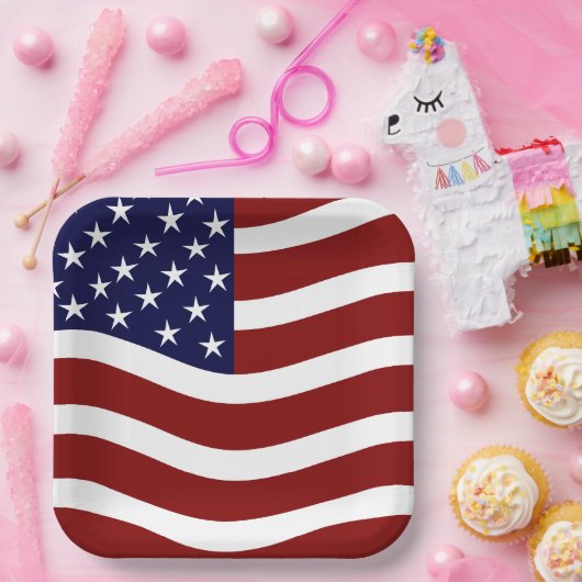 USA Prix 9" Square Paper Teller - Flag Mark Design (Party)