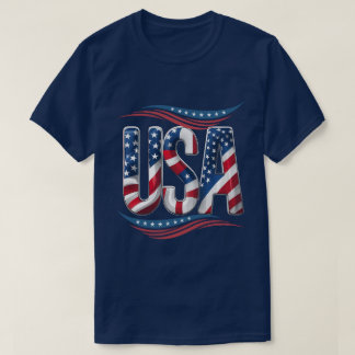 USA Prix Bold Letter Art - Flag Inside Edition T-Shirt