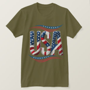 USA Prix Bold Letter Art - Flag Inside Edition T-Shirt