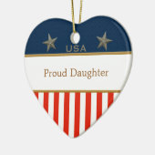 USA Proud Daughter Patriotic Heart Frame Keramikornament (Links)