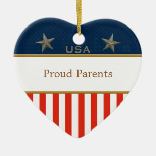 USA Proud Parents Patriotic Heart Frame Keramik Ornament