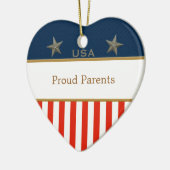 USA Proud Parents Patriotic Heart Frame Keramik Ornament (Links)