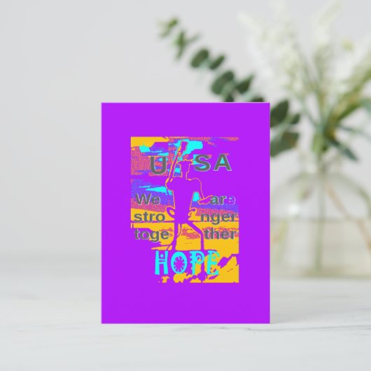 USA Psychedelic Hope: Neon Unity Art Postkarte (Stehend Vorderseite)