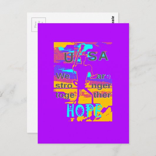 USA Psychedelic Hope: Neon Unity Art Postkarte (Vorne/Hinten)