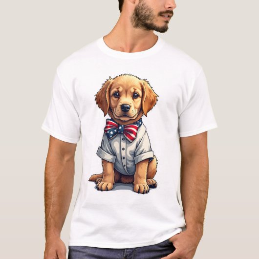 USA Puppy Patriot Golden Retriever Vintage Tee 2 (Vorderseite)