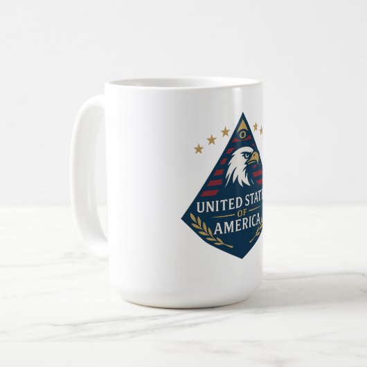 USA Pyramid Eagle Emblem Kaffeetasse (Vorderseite Links)