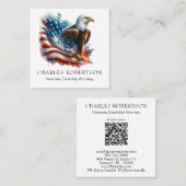 *~* USA . QR AP16 American Flag Bald Eagle Quadratische Visitenkarte (Vorne/Hinten)