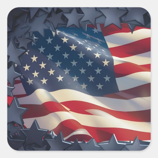 USA QUADRATISCHER AUFKLEBER (Vorderseite)