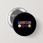 Usa Racketlon - Table Tennis Badminton Squash Tenn Button (Vorne & Hinten)