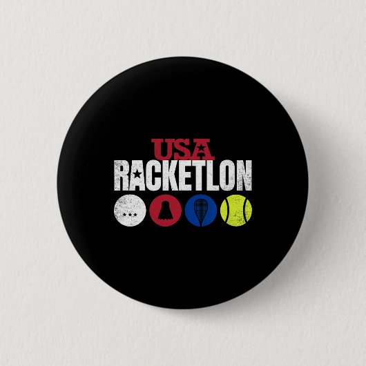 Usa Racketlon - Table Tennis Badminton Squash Tenn Button (Vorderseite)