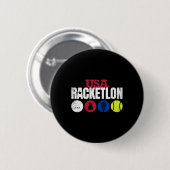 Usa Racketlon - Table Tennis Badminton Squash Tenn Button (Vorne & Hinten)
