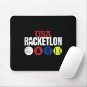 Usa Racketlon - Table Tennis Badminton Squash Tenn Mousepad (Mit Mouse)