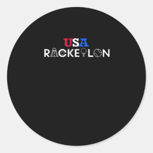 Usa Racketlon - Tischtennis Badminton Squash Tenni Runder Aufkleber