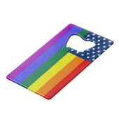 USA Rainbow Pride Geldbeutel Flaschenöffner (Vorderseite Schrägansicht)