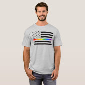 USA Rainbow Pride Thin Line T-Shirt (Vorne ganz)