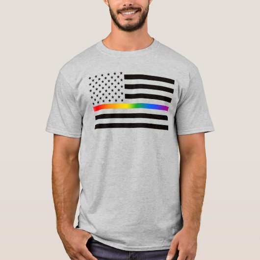 USA Rainbow Pride Thin Line T-Shirt (Vorderseite)
